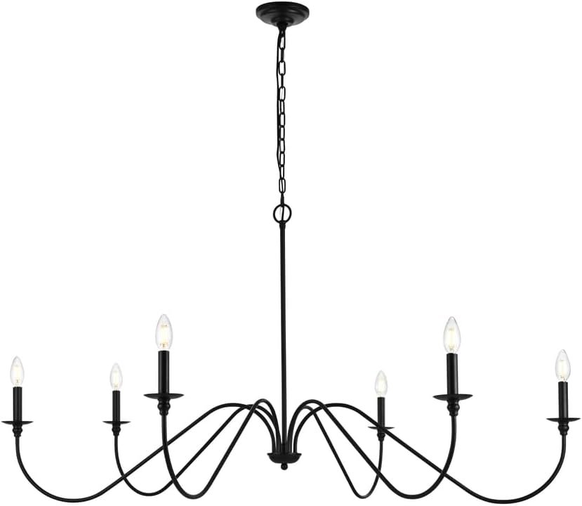 Rohan 54″ 6-Light Transitional Metal Chandelier in Matte Black