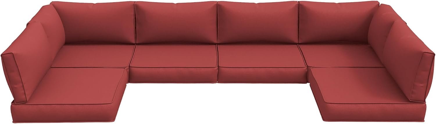 Amopatio 14-Piece Outdoor Sofa Cushions for 6-Seat Patio Sectional, Waterproof Quick-Dry Outdoor Replacement Cushions, Non-Slip Bottom All-Weather Sunproof Couch Cushion Eco Fabric, Burgundy