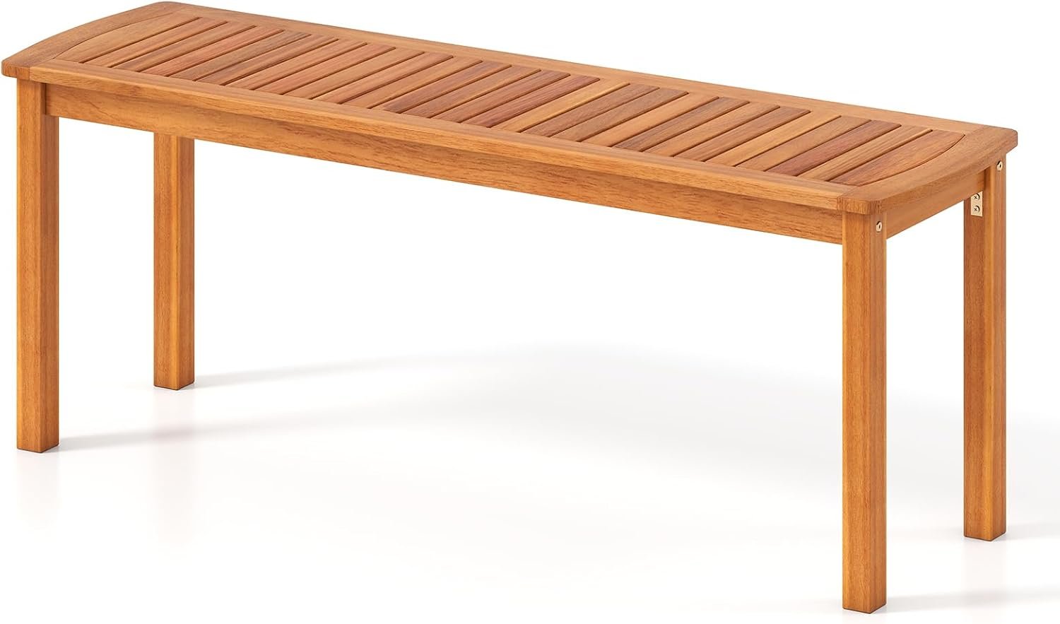 RELAX4LIFE Wood Patio Outdoor Bench – 48’’ Backless Acacia Wooden Dining Bench w/Slatted Seat, 2-Person Farmhouse Indoor Outside Furniture for Entryway Garden Park Porch Poolside, 800LBS Max Load (1)
