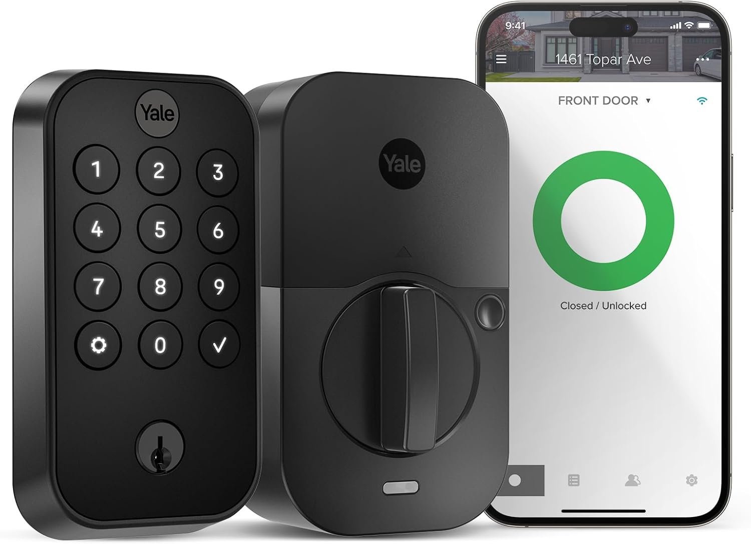 Yale Security Assure Lock 2 Deadbolt, Black Suede Keyed Smart Entry Door Lock with Wi-Fi Connected Keypad for Code Entry and Remote Access, YRD410-WF1-BSP