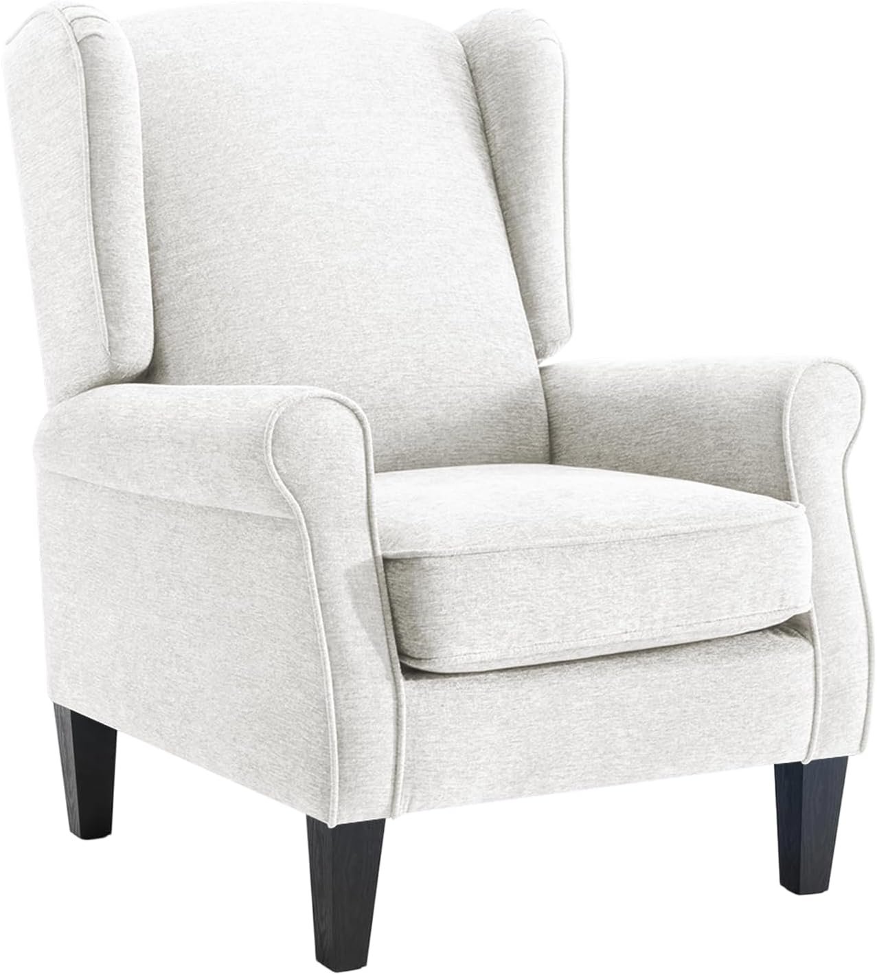 Accent Chairs for Living Room, Beige Fabric Reading Chair for Bedroom, Classic Wing Back Upholstered Single Sofa Seat, Modern Ergonomic High Back Armchair, Sillones para Sala