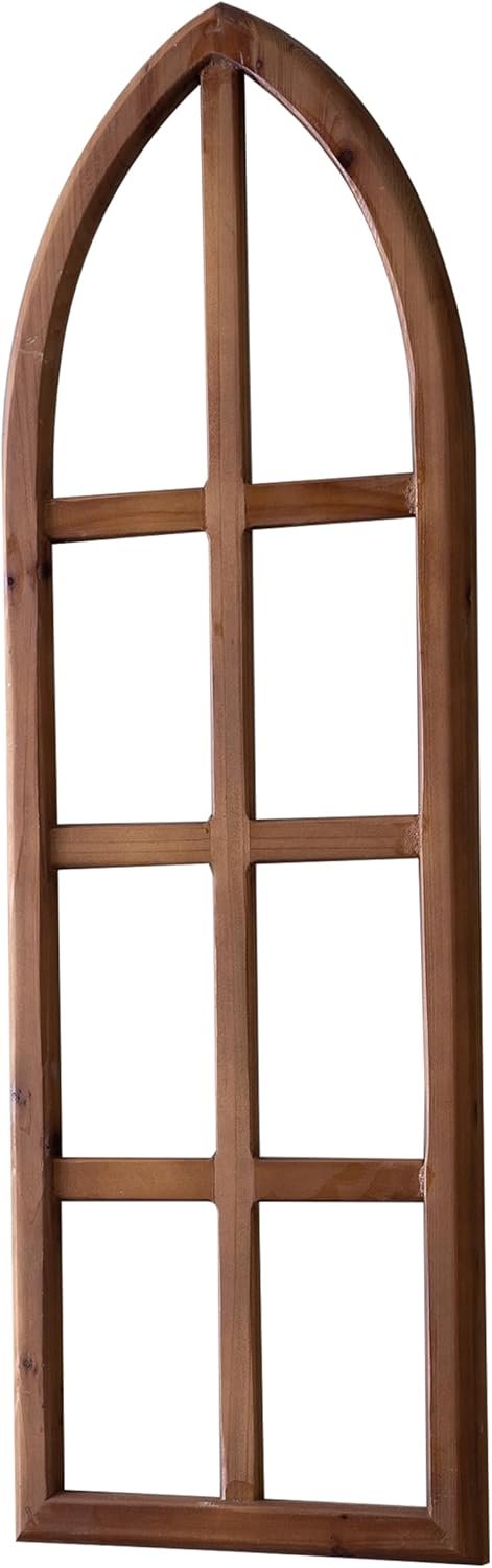 Sintosin Rustic Arch Window Frames for Wall Decor Living Room 12 X 36 Inch, Hanging Burning Finished Wooden Farmhouse Window Frame above Bed Wall Art, Handmade Vintage Wall Decor for Kitchen Hallway