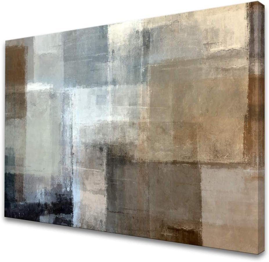 Baisuart A61269 Canvas Prints Abstract Wall Art Print Paintings Grey and Brown Stretched Canvas Wooden Framed for living Room Bedroom and Office Home Decor Artwork XLarge 24x36inch