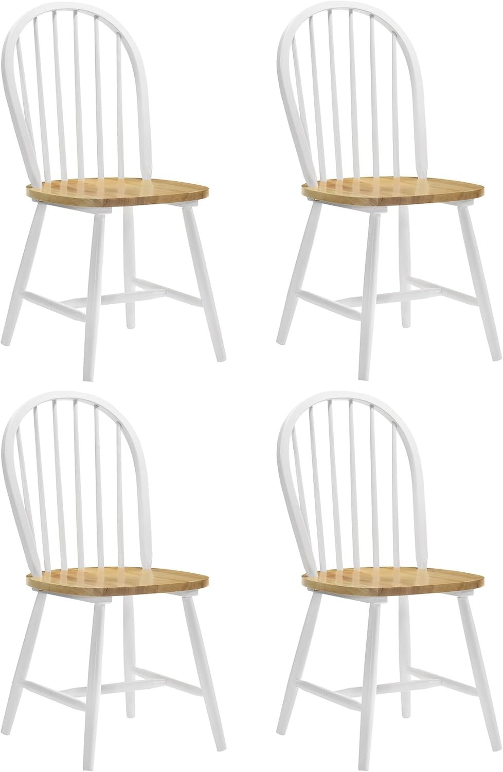 Coaster Home Furnishings – Cinder – Asian Hardwood – Windsor-Style Armless Dining Chairs with Farmhouse Style – Home Kitchen & Dining Room – Set of 4 – White & Natural Brown – 4129