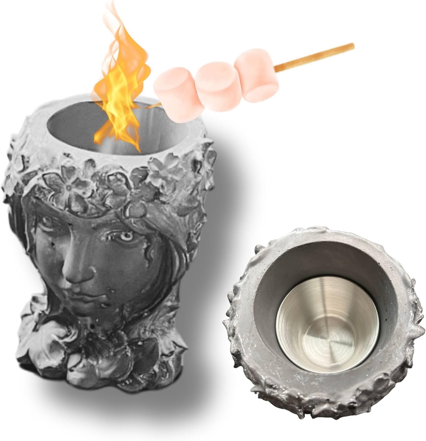 Handmade Cement Fire Bowl, Tabletop Fire Pit, Decorative Lighting Concrete Bowl, Handmade Concrete Fire Bowl (black)