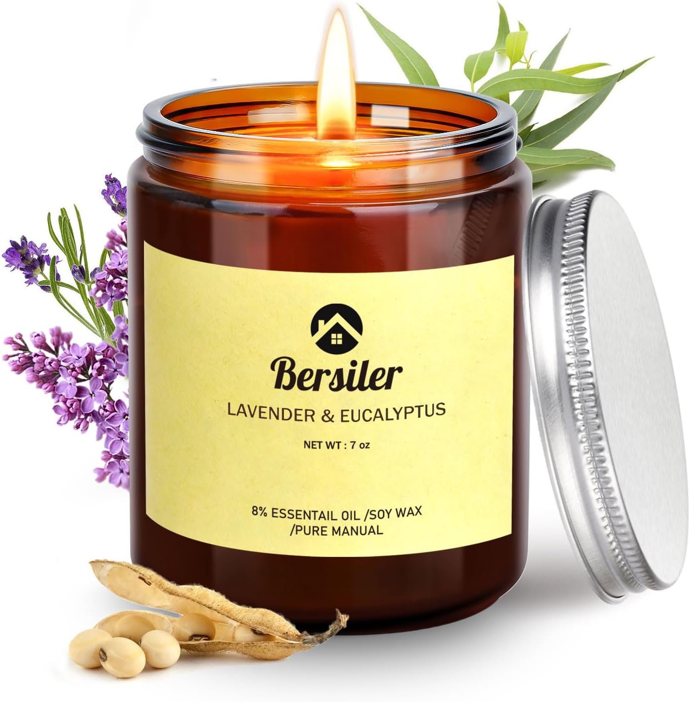 Aromatherapy Candles, Scented Candles, 7OZ Lavender Eucalyptus Candles Stress Relief and Relax for Home & Bedroom Gift for Women Birthday Christmas, Soy Wax Candle