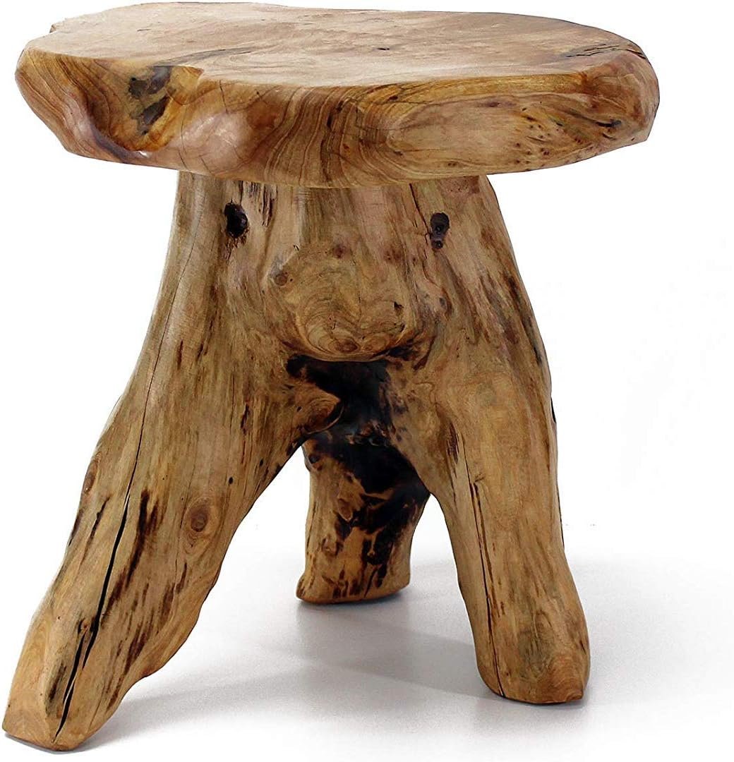 WELLAND Natural Cedar Stump Stool, 14″ End Table, Live Edge Side Table, Plant Stand, Small Nightstand, Mushroom Stool for Living Room, Bedroom, Patio, Garden
