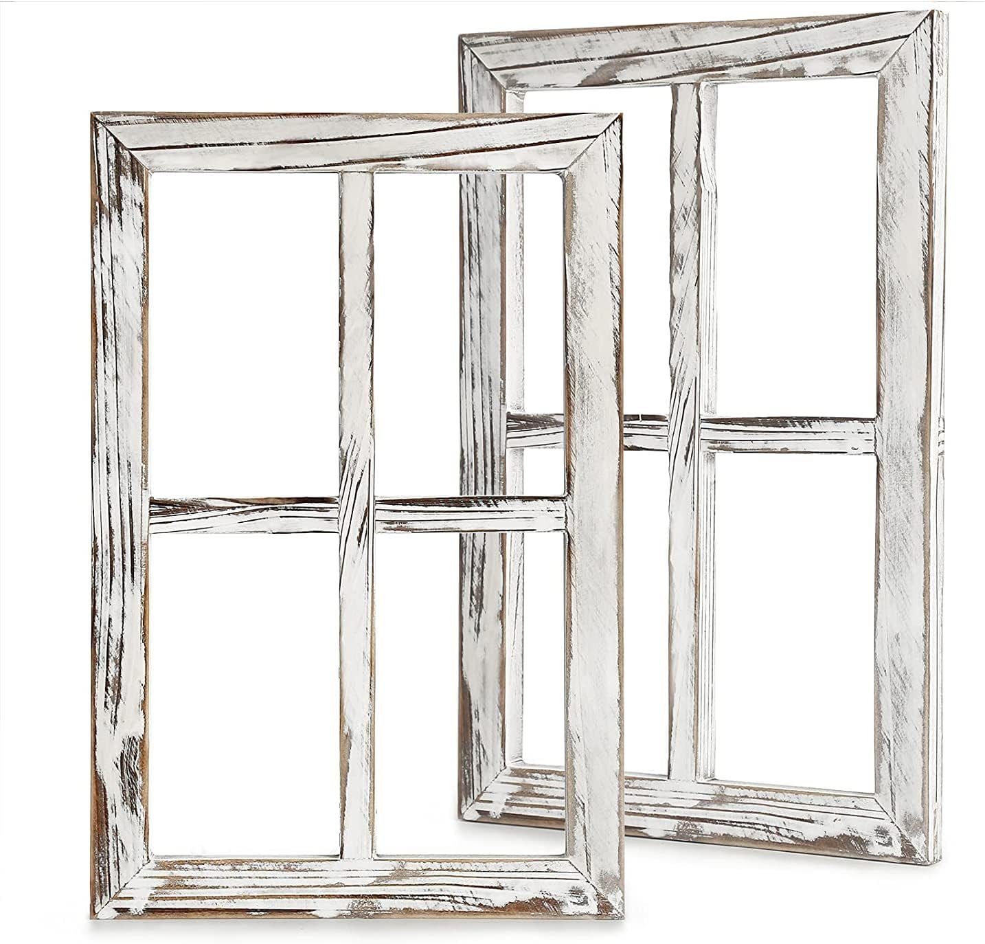 CALIFORNIA CADE ELECTRONIC Rustic Wall Decor-Home Decor Window Barnwood Frames -Room Decor for Home or Outdoor, Not For Pictures, Set of 2 (White)