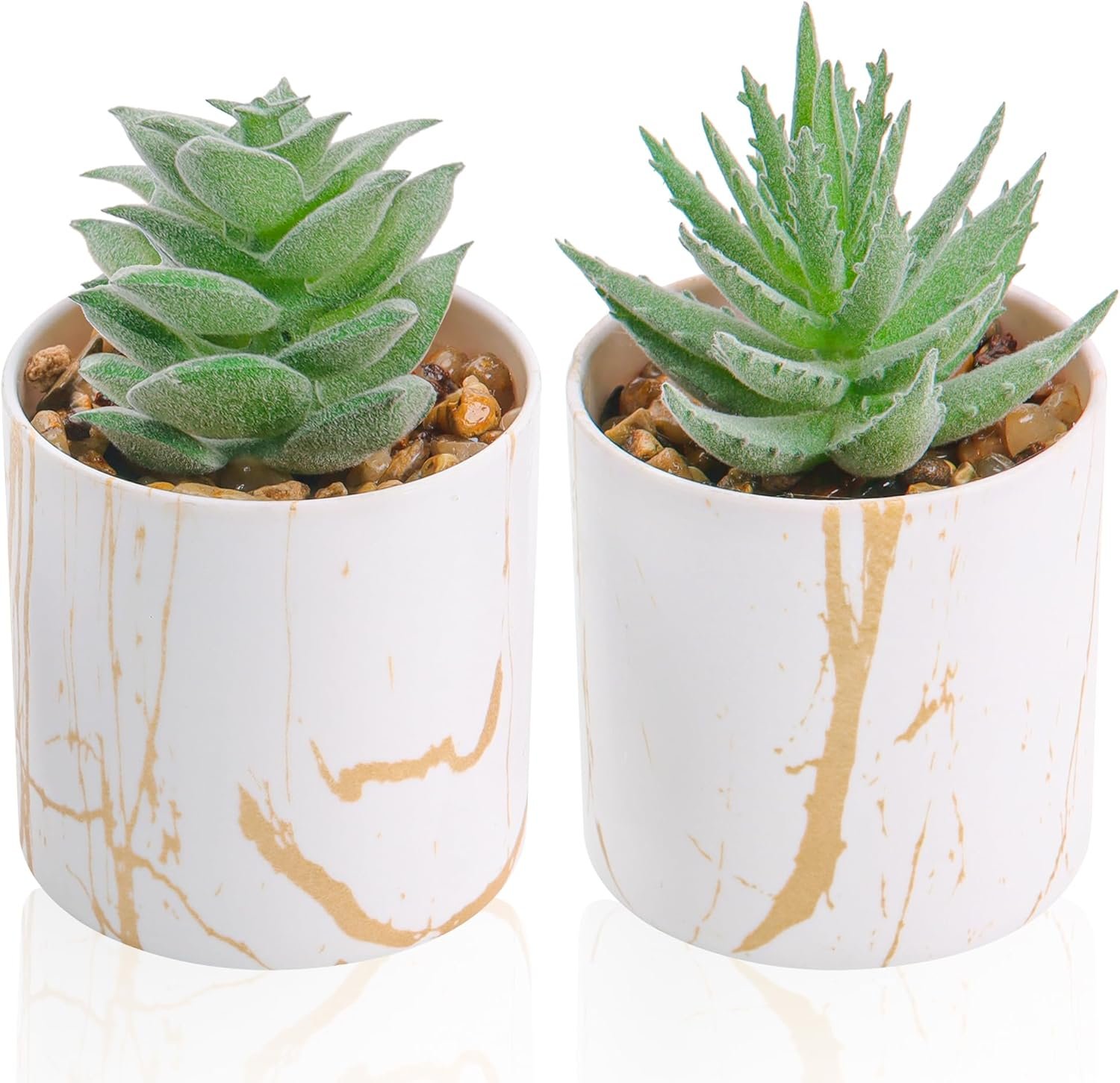 Der Rose Set of 2 Succulents Plants Artificial Mini Fake Succulents Plants for Home Office Desk Accessories for Women