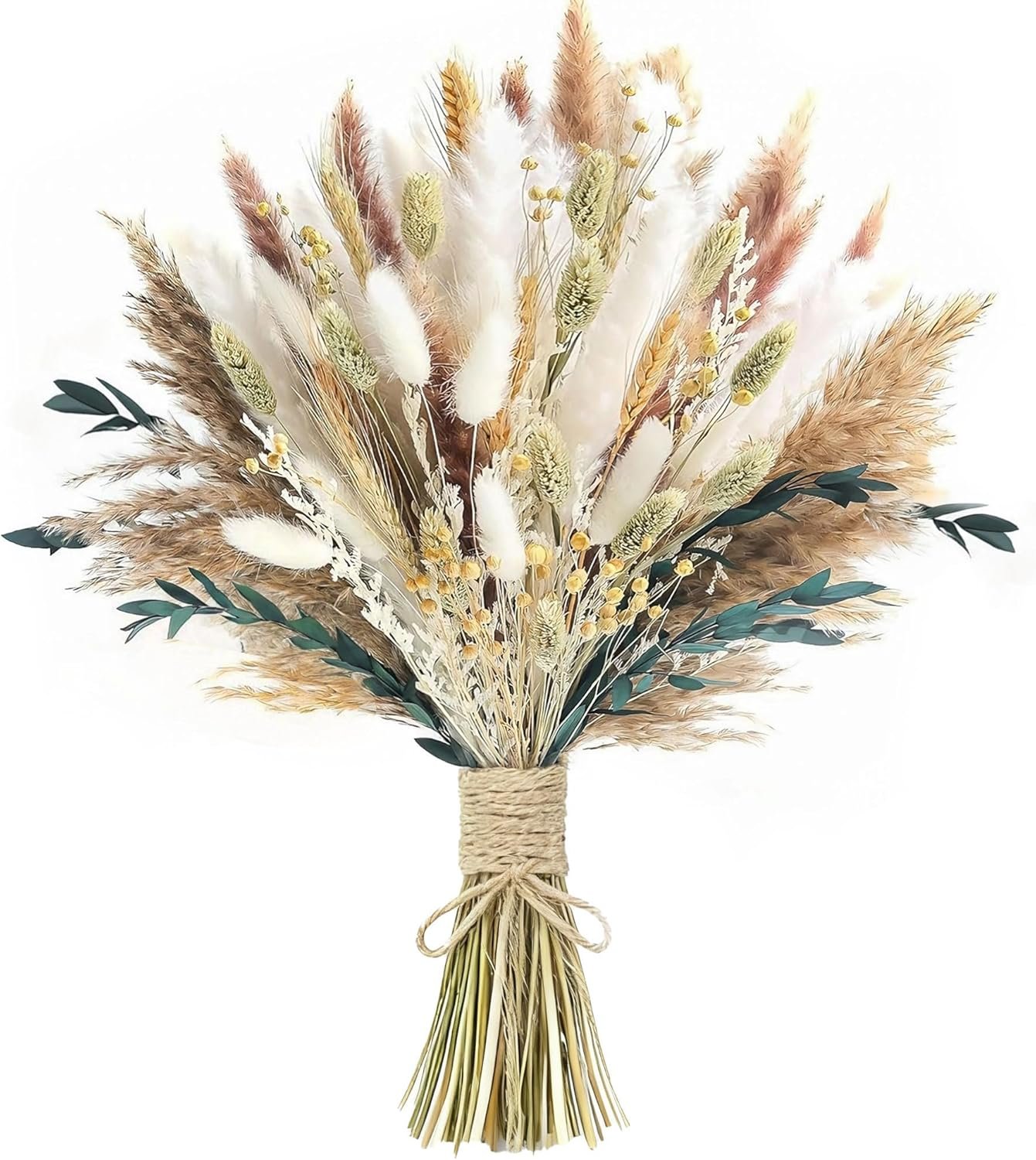 xin’s convey 126pcs Dried Pampas Grass Decorations, Dried Flowers Bouquet, Reed Grass Bouquet for Boho Floral Wedding, Bedroom, Rustic Farmhouse Decor.