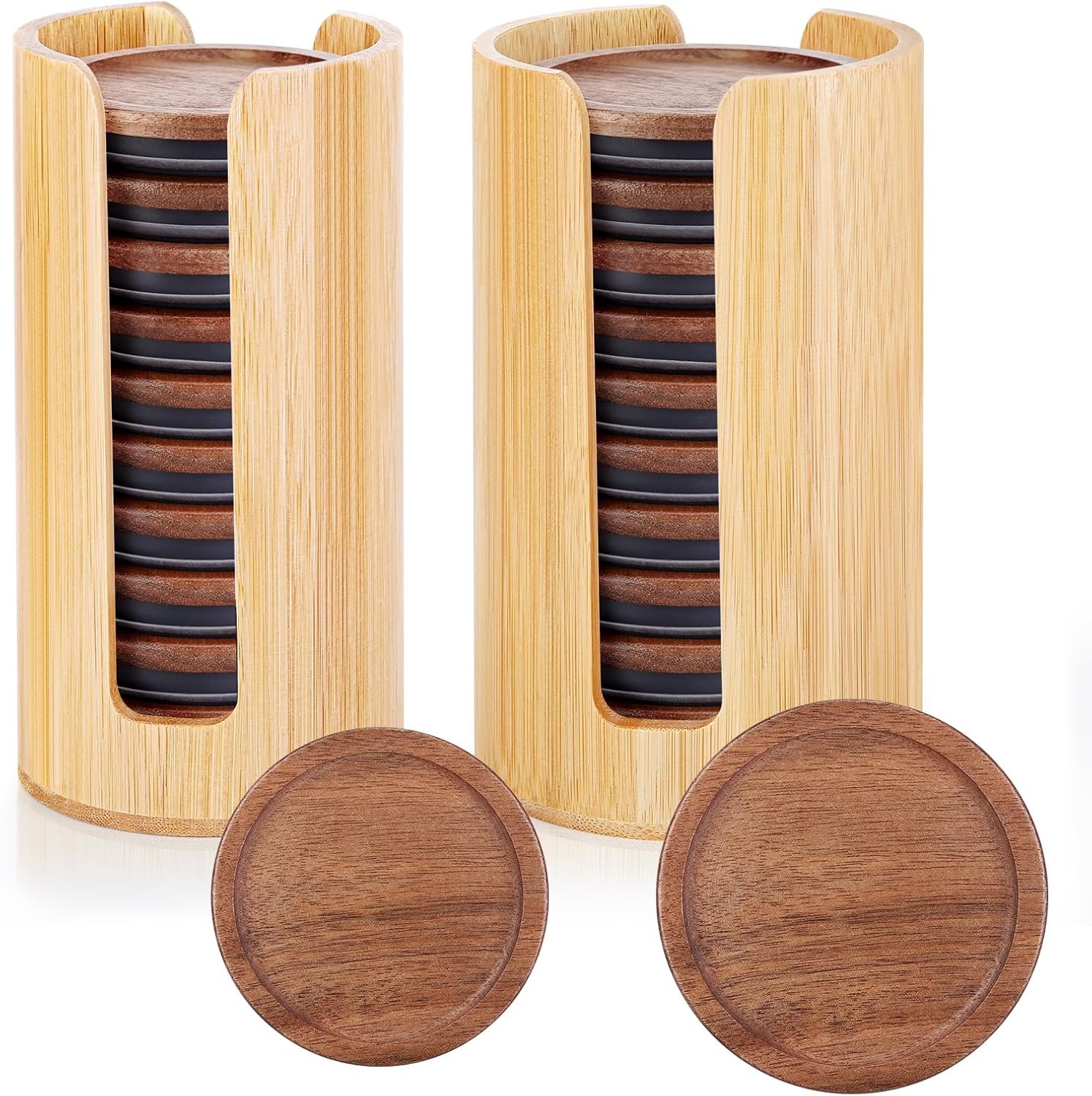 2 Pack Mason Jar Lid Organizer (Wide Mouth & Regular Mouth) Bamboo Ball Jar Wooden Storage Accessories for Home Kitchen Organization & Tumbler Lids, Fit Mason/Canning/Bamboo Lids