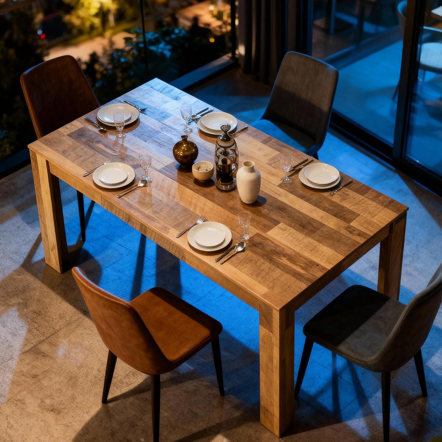STHOUYN 71″ 6ft Kitchen Dining Room Table for 6 8, Large Farmhouse Dinner Table, Wood Rectangular Long Tables for Big Family, Waterproof & Scratch Resistant (Brown)