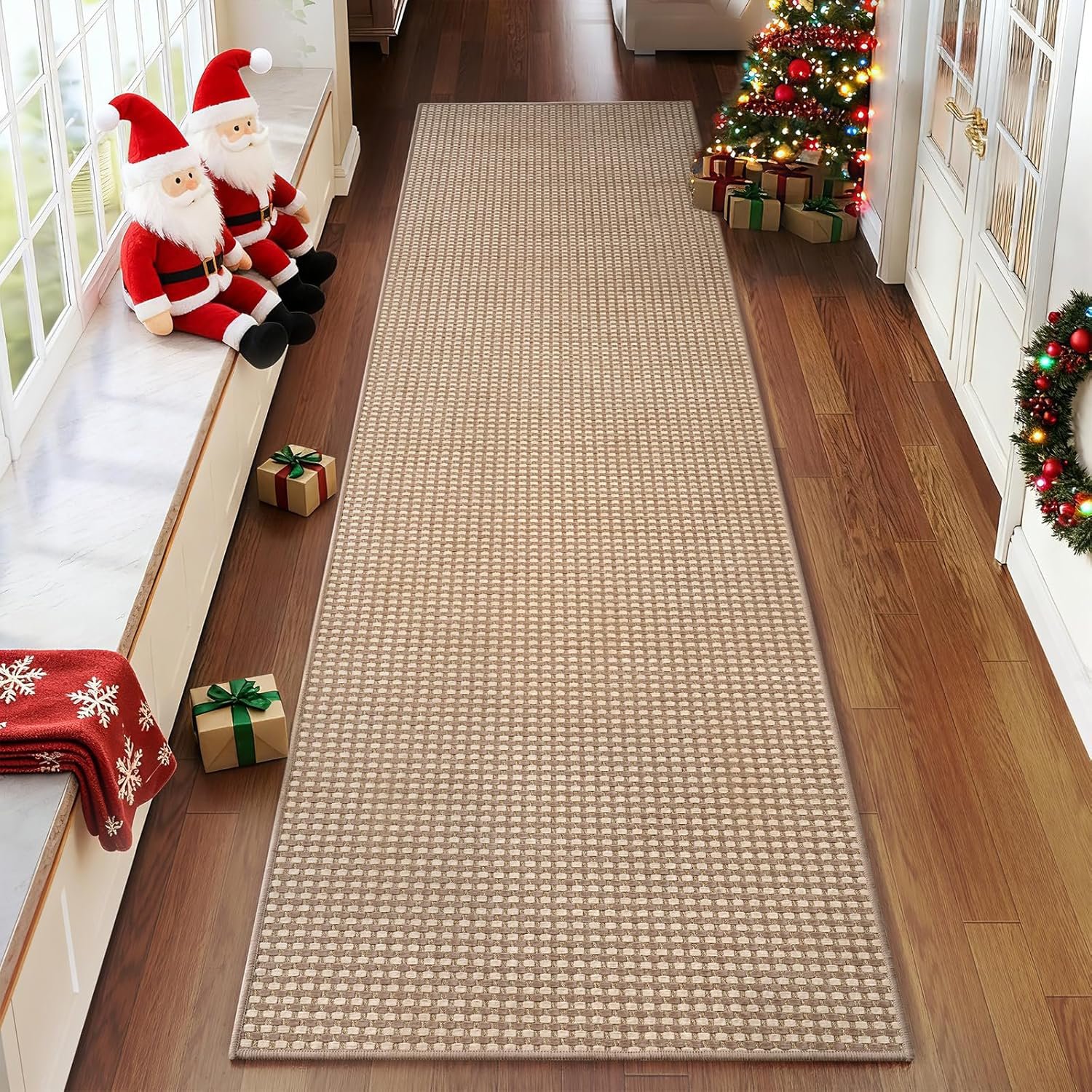Boho 2×8 ft Runners for Hallways Extra Long Woven Washable Kitchen Runner Mat Rugs Non Slip, Soft Entryway Laundry Hall Floor Runner Carpet for Indoor Backdoor Bedroom Hallway Living Room, Brown