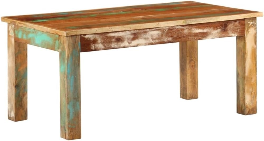 vidaXL Coffee Table – Retro, Solid Reclaimed Wood, Robust, Handmade, Ideal for Living Room/Dining Room/Bedroom/Office – 39.4″x21.7″x17.7″
