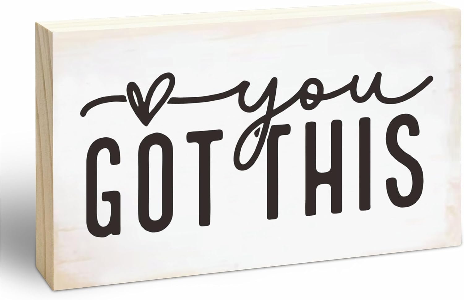 Rustic Wooden Block Sign – You Got This – 5″X3″ Pine Wood Plaque, Home & Garden Decor, Christmas Housewarming Gift For Friends, Desk & Tabletop, Shelf Accessories – A18
