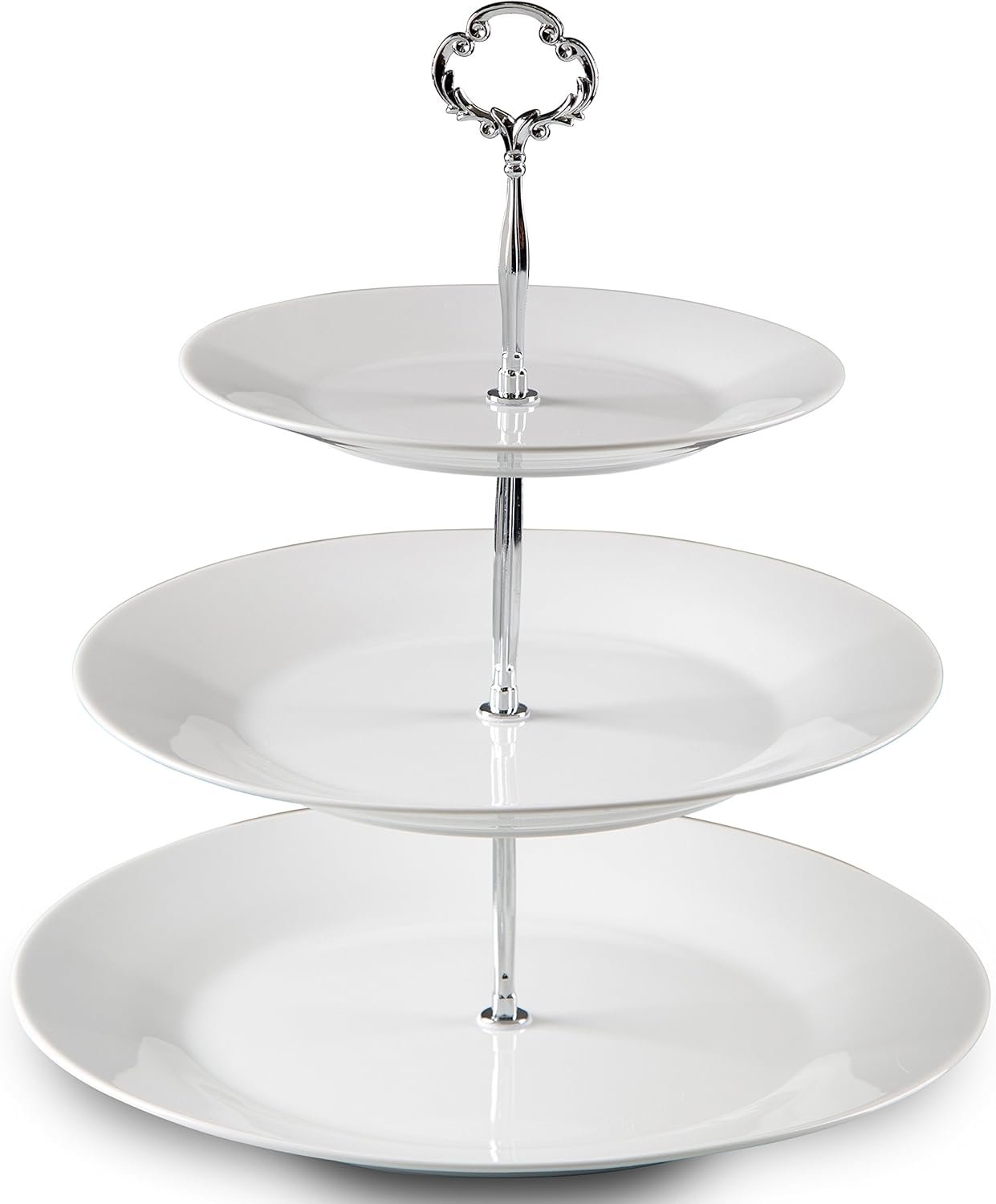 Klikel 3 Tiered Serving Stand -silver Serving Tray For Parties – Round Platter For Cupcakes Fruits Dessert or Tea – Cake Pop Stand And Buffet Server