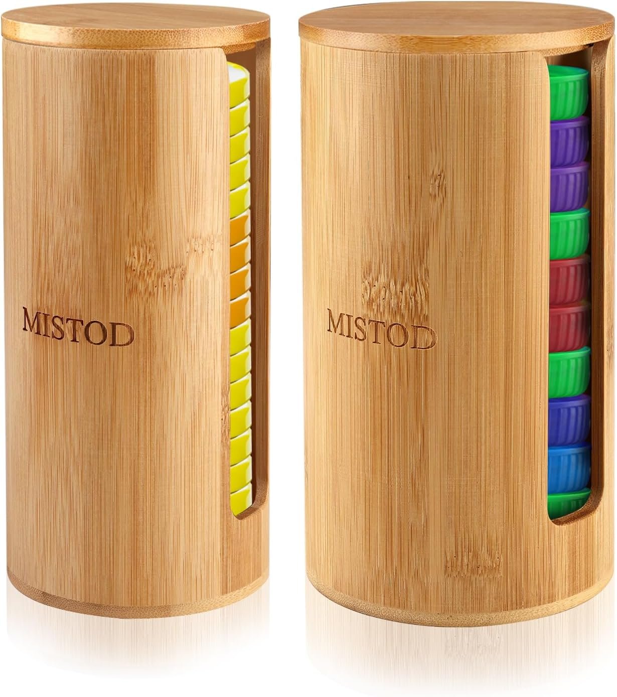 MISTOD 2Pack Mason Jar Lid Organizer, Bamboo Stackable Steady Mason Jar Lid Storage Suitable for Mason/Canning/Bamboo Lids(WIDE/REGULAR), Fit Perfectly