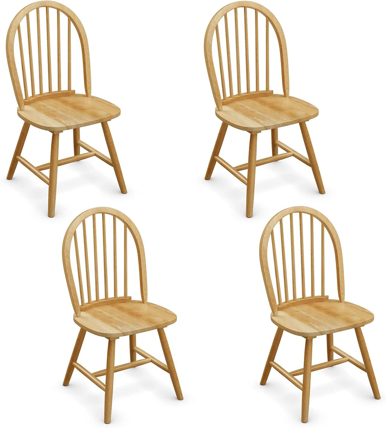 Giantex Wood Dining Chairs Set of 4, Windsor Chairs with Solid Wood Legs, High Spindle Back, H-Shaped Crossbars, Vintage Country Farmhouse Style Wooden Side Chairs
