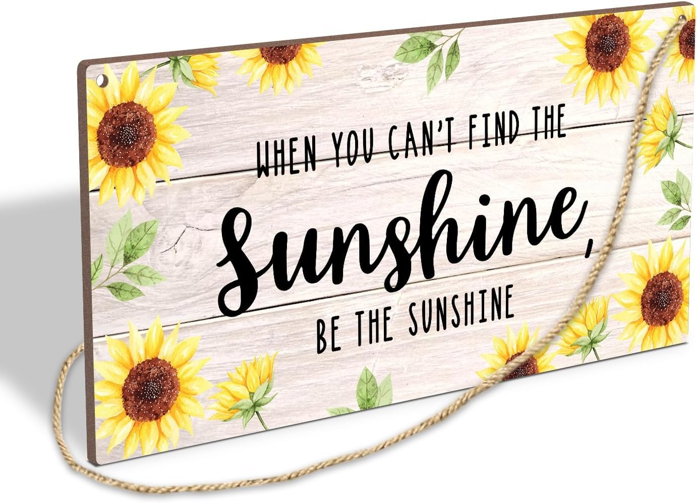 Be The Sunshine Wooden Hanging Sign Plaque, Sunflower Wall Decor Sign With Inspirational Quotes, Rustic Wood Sign Wall Art for Home Nursery Living Dining Room Farmhouse Garden Yard – A21