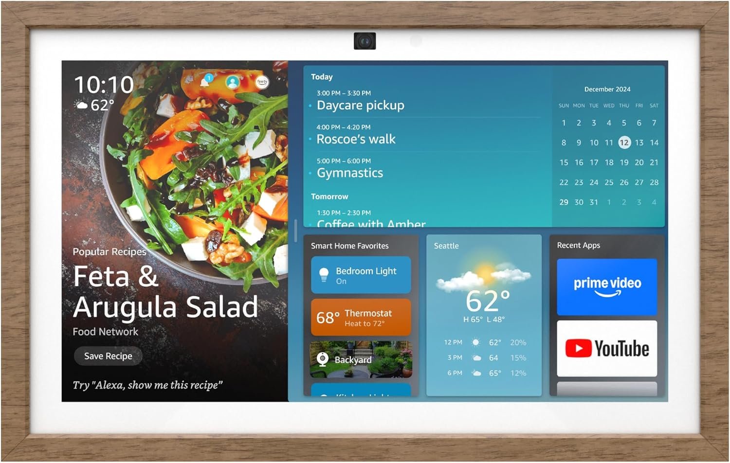 Echo Show 15 Bundle: Includes All-New Echo Show 15 & Made for Amazon Frame | Light Brown