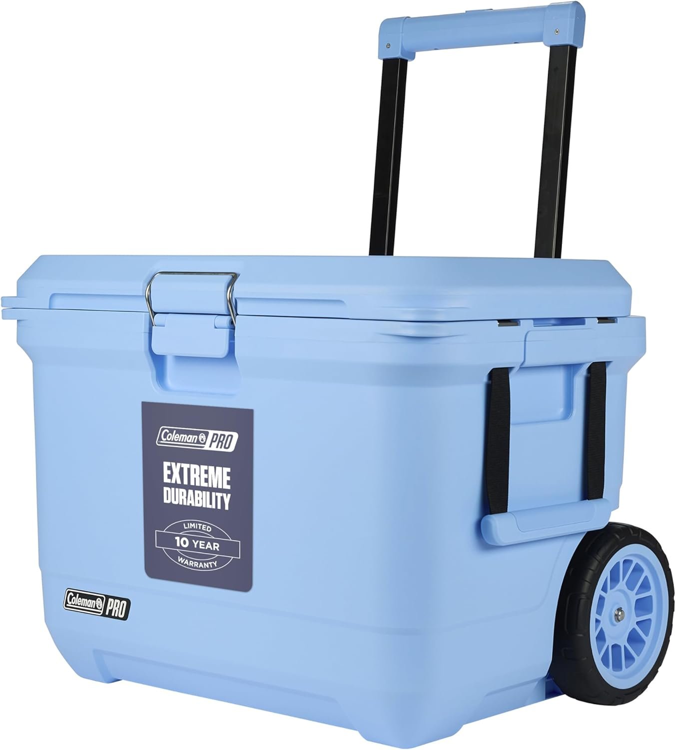Coleman Pro Heavy-Duty 55qt Wheeled Ultra-Light Premium Hard Cooler, Extra-Thick Insulation Keeps Ice up to 5 Days, 92-Can Capacity, Heavy-Duty Wheels