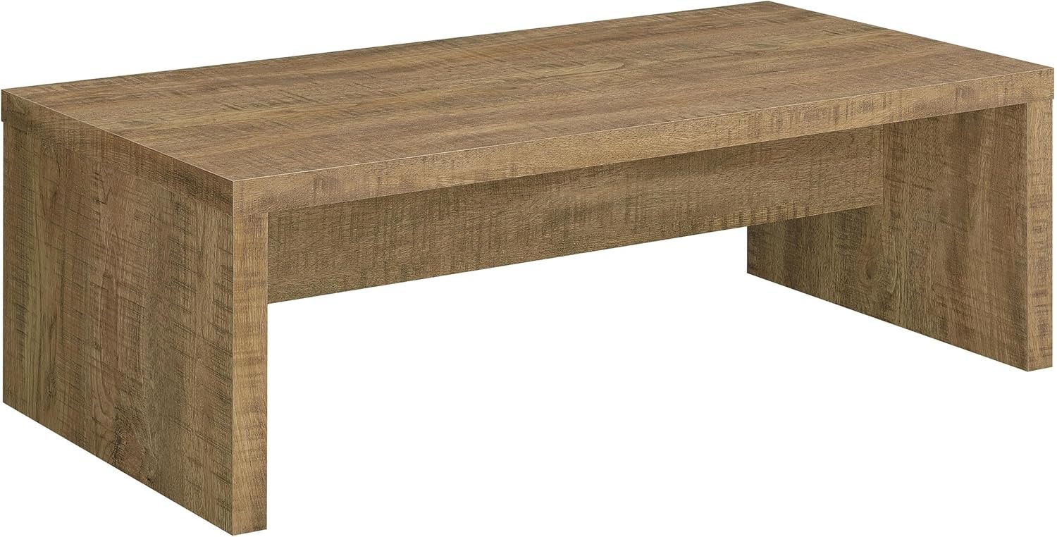 Coaster Home Furnishings Wooden Coffee Table w/ Side Panels & Center Brace, Mango Wood – Modern Rectangular Living Room and Bedroom Furniture for House and Apartment