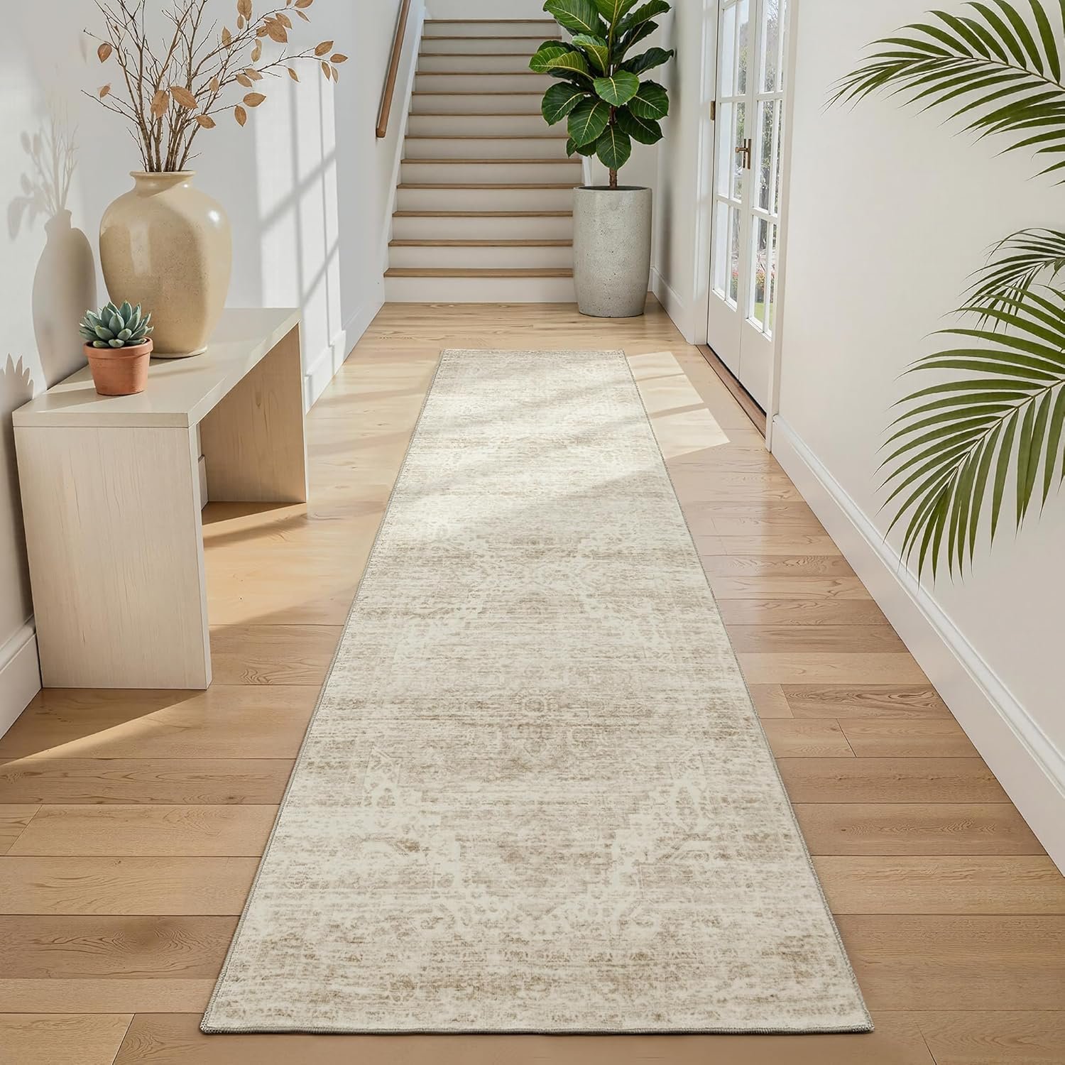 Washable Runner Rug 2×8 Runners for Hallways，Vintage Kitchen Runner Rugs with Non-Slip Backing Hallway Runner Rugs,Ultra-Thin Carpet for Bedroom, Entryway,Bathroom,Laundry Room