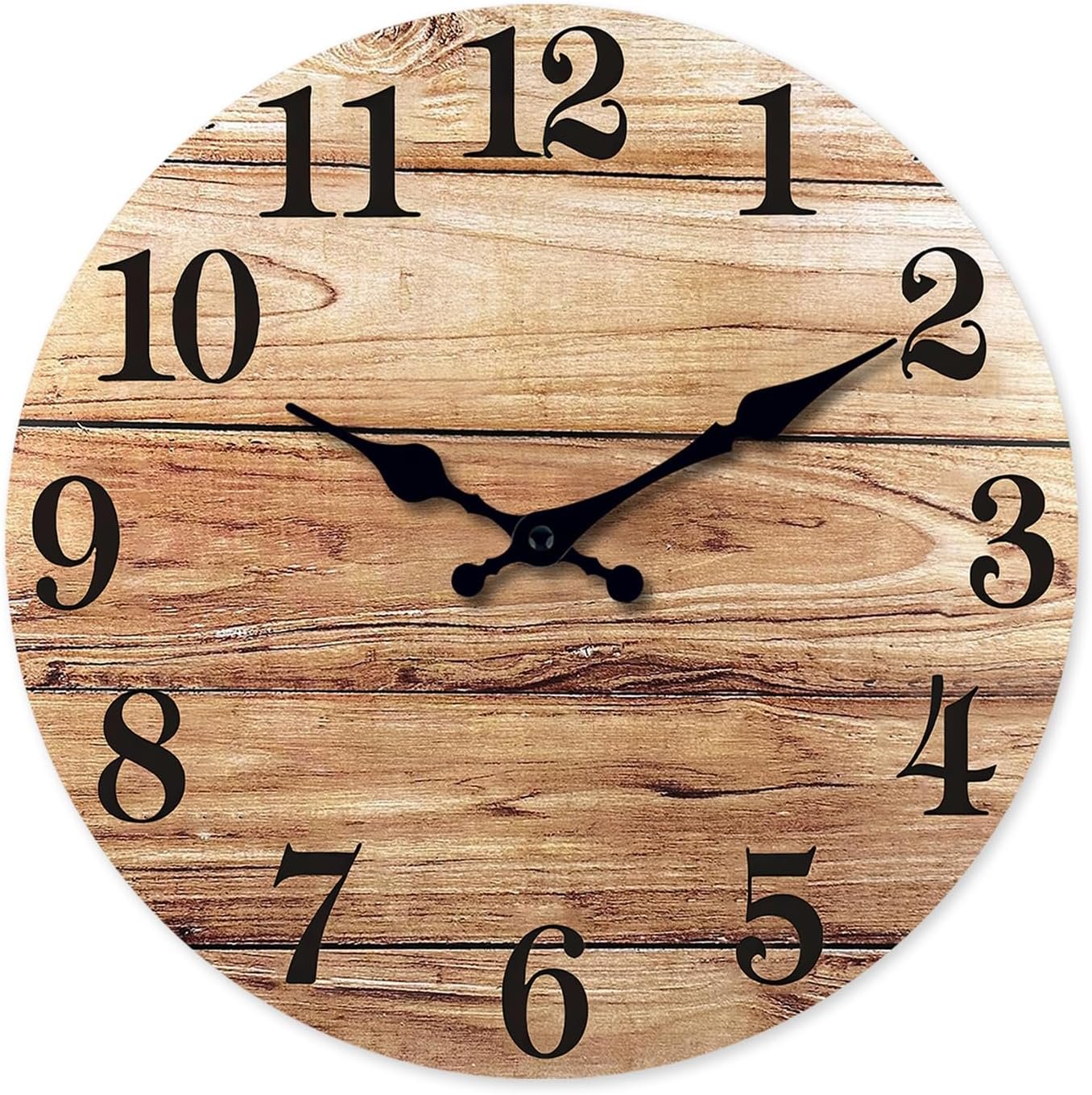 XNM Brown Office Clock 24 Inch Wood Farmhouse Wall Clocks Battery Operated Oversized Silent Wall Clock Non Ticking(MDF No Solid Wood)