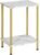 HOOBRO End Table, Small Side Table, Nightstand with 2-Layer Storage Shelves, Sofa Table for Small Spaces, Living Room, Bedroom, Stable Frame, Easy Assembly, Gold and Marble DM09BZ01
