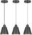 Aoceley Industrial Pendant Lights, Black Pendant Light Fixtures, Vintage Kitchen Island Light with Black Metal Shade, Farmhouse Pendant Lights for Dinning Table Bedroom Bar – Black, 3 Packs
