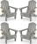 Ciokea Folding Adirondack Chair Wood Texture 4 Pack, Patio Adirondack Chair Weather Resistant, Plastic Fire Pit Chair with Cup Holder, Lawn Chair for Outdoor Porch Garden Backyard Deck (Grey)