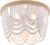 Farmhouse Small Chandelier Light Bohemia Wood Beaded Flush Mount Ceiling Light Antique Rustic Mini Chandelier White Finishing for Bedroom, Kitchen Island, Girl Room 3- Light (White,Brown)