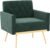 KOMFOTT Velvet Accent Chair, Modern Tufted Arm Chair with Golden Metal Legs & Adjustable Foot Pads, Upholstered Sofa Chair, Reading Chair for Bedroom, Comfy Living Room Chair, Dark Green