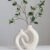 Ceramic Vase Set – 2 Flower Donut Modern Vases for Home Décor, Creative White Vases Minimalism Style Decor Vase Table Vase for Living Room Entryway Bookshelf Mantel Centerpieces Shelf
