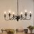 Farmhouse Chandelier, 6 Lights Black Vintage Chandelier Light Fixture Ceiling Hanging, Rustic Candle Chandeliers for Dining Room Living Room Bedroom Entryway, Kitchen Chandeliers Over Table