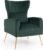 Giantex Velvet Accent Chair with Lumbar Pillow, Upholstered Tufted Wingback Arm Chair w/Golden Metal Legs, Mid Century Modern Single Sofa Chair for Living Room Bedroom, Max Load 400 LBS, Green