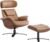 CHITA Genuine Leather Reclining Swivel Chair with Adjustable Headrest and Ottoman for Living Room, Saddle