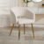 ABET Desk Chair with No Wheels, Velvet Home Office Armchair Gold Legs, Upholstered Modern Accent Chairs, Side Chair for Living Room Bedroom Vanity, Off-White Cream