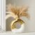 FJS Ceramic Donut Vase, 8″ L x 8″ H White and Gold Round Vase for Pampas Grass, Nordic Modern Vases for Decor, Ceramic Vase Centerpieces for Wedding, Bedroom, Living Room, Coffee Table, Office