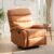 Genuine Leather Rocker Recliner Manual Swivel Glider Recliner with Adjustable Backrest & Footrest Wall Hugger Swivel Rocking Recliner Chair for Modern Living Room RV Light Brown
