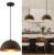 11.8″ Farmhouse Pendant Light,Black with Brown Grain Industrial Dome Chandelier,Adjustable Vintage Pendant Lights Kitchen Island for Dining Room,Bedroom,Hallway