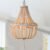 3-Lights Wood Bead Chandelier Boho Light Fixture,Antique Rustic Metal White Oak Beaded Chandelier Kitchen Island Pendant Lighting for Dining Room,Bedroom,Entryway,Foyer