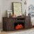 AMERLIFE Fireplace TV Stand with Sliding Barn Door for TVs up to 73″, Farmhouse 63″ Fireplace Entertainment Center with Storage Cabinets/Adjustable Shelves, Reclaimed Barnwood