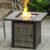 30″ Propane Fire Pit Table with Real Ceramic Tabletop & Ratten Side Panel, 50000 BTU Gas Firepit Table with Lid & Glass Rock, Outdoor Fire Pit for Dining or Party, Firepit for Outside, Patio
