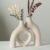 Snuggle Hollow Hug Donut Ceramic Vase, 8.3 Inch Modern Nordic Boho Style Aesthetic Decorative Flower Vases for Home Decor Pottery Barn Dining Living Room Table Shelf (Milky White)
