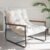 MAXYOYO Modern Accent Chair, Comfy Living Room Chair with Metal Frame Wooden Armrest, Upholstered Armchair with Soft Cushion for Bedroom Balcony Lounge Reading Room, Beige