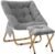 Comfy Saucer Chair, Foldable Living Room Chairs, Soft Faux Fur Lounge Chair for Bedroom, Reading Chairs for Adults, Teens, X-Large (Grey)