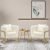 Velvet Accent Chairs Set of 2, Mid Century Modern Upholstered Barrel Armchair with Pillow for Living Room, Comfy Single Club Chair with Metal Gold Legs for Bedroom, White