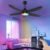 OUTON Ceiling Fan with Light, Remote & APP Control, 42″ Black RGB Ceiling Fans with 6 Reversible Speeds, 3000-6500K Stepless Dimming, Modern Small Low Profile Ceiling Fan for Bedroom/Indoor/Outdoor