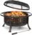 SINGLYFIRE 36 Inch Fire Pits for Outside Large Outdoor Wood Burning Crossweave firepit Heavy Duty Steel Bronze Bonfire Pit for Patio Backyard Garden with BBQ Grate,Spark Screen,Log Grate,Poker